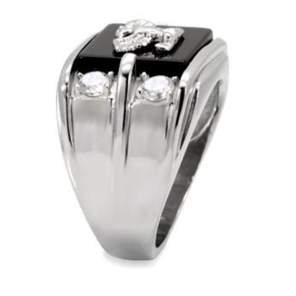 American Bald Eagle Ring  Silver  Black Size 12 13 Cubic Zirconia biker - Picture 3 of 12